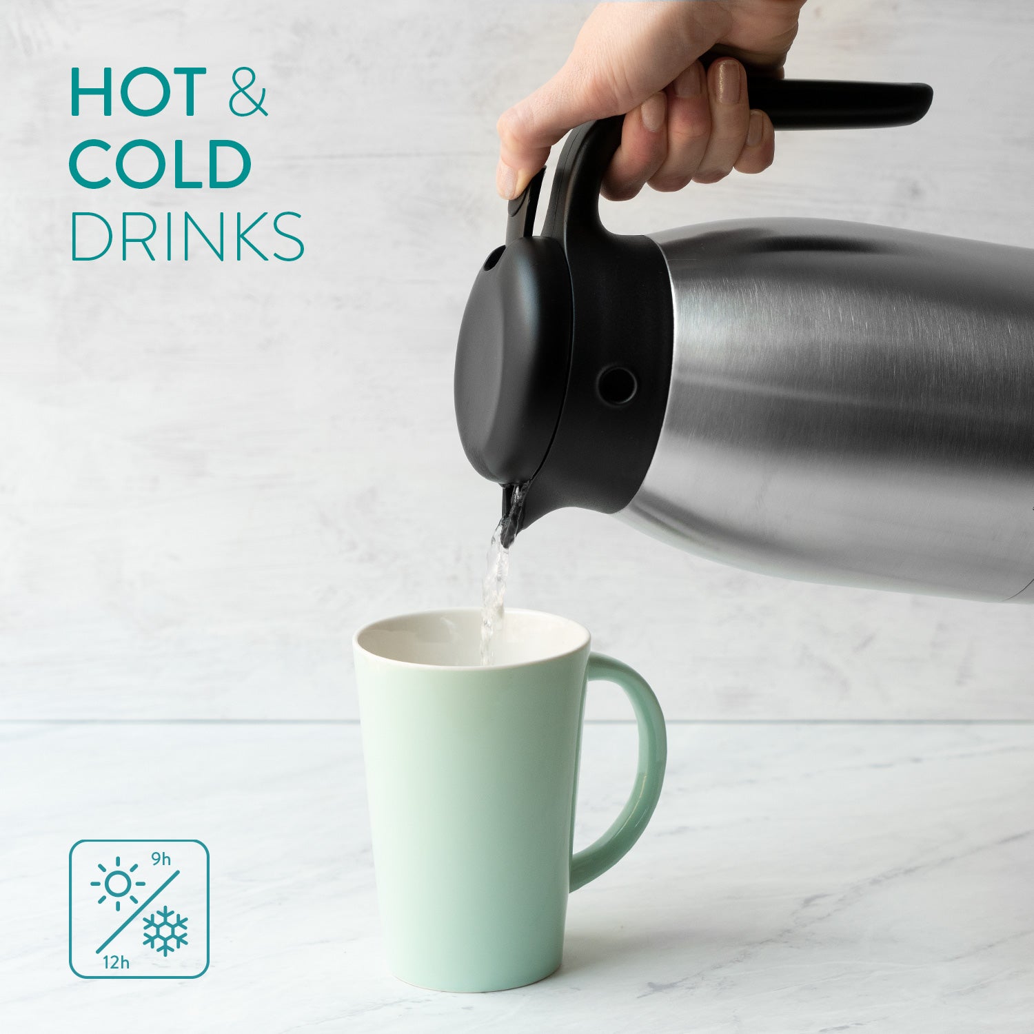 Navaris Κανάτα Θερμός από Ανοξείδωτο Ατσάλι - Vacuum Insulated - 1.5 Litres - Silver - 51053.01.01