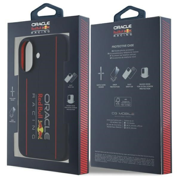 Red Bull iPhone 16 - Silicone Vertical Logo - MagSafe Σκληρή Θήκη με Πλαίσιο Σιλικόνης - Navy - RBHMP16S24SIOLRV