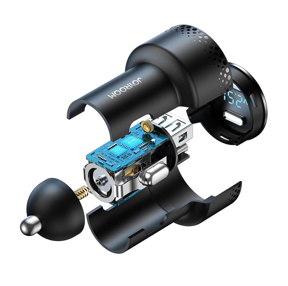Joyroom PD 70W QC 3.0 Φορτιστής Αυτοκινήτου Γρήγορης Φόρτισης με 2 Θύρες Type-C και Ψηφιακή Οθόνη LED - Black - JR-CCD02