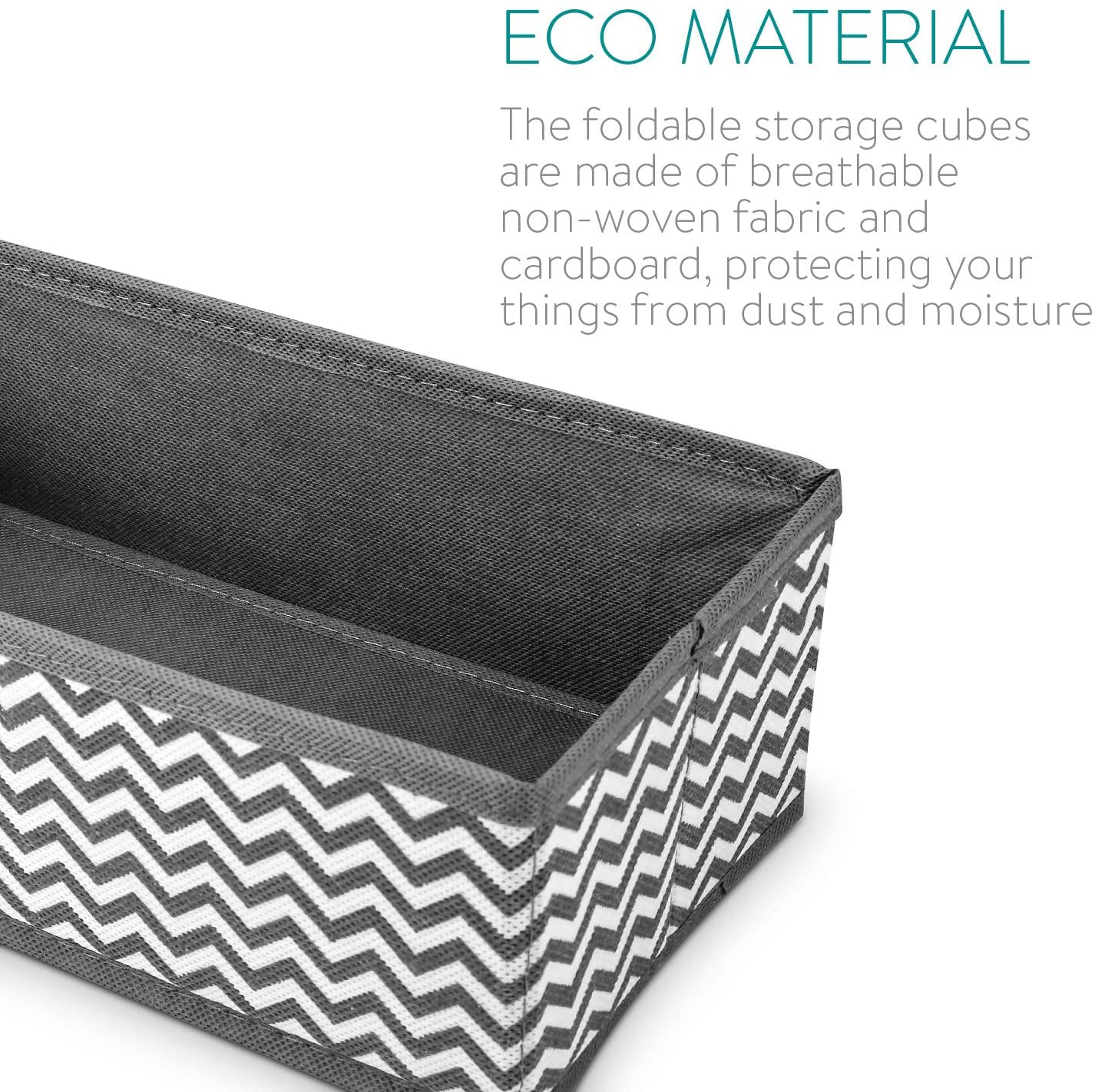 Navaris Σετ με 6 Υφασμάτινα Κουτιά Αποθήκευσης - Grey / White - 49052.06