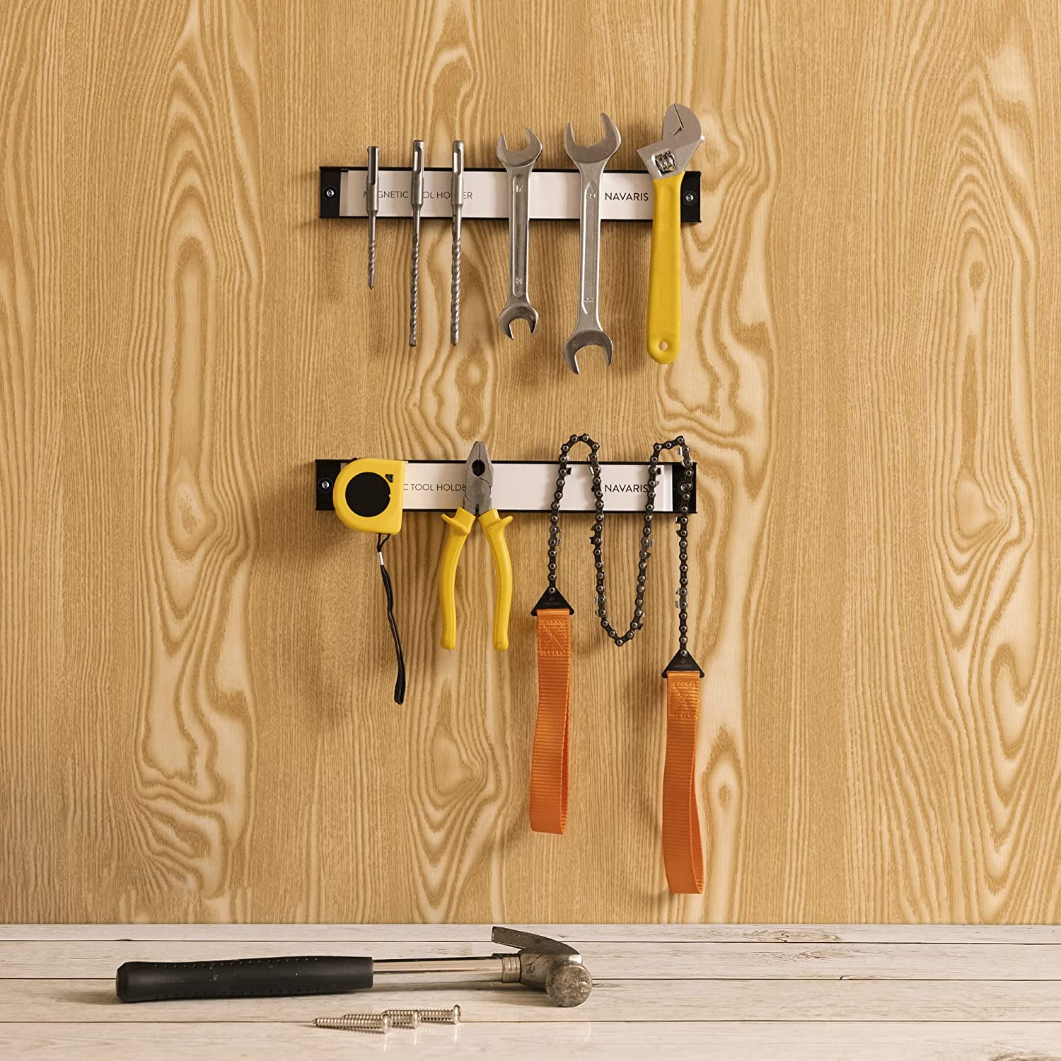 Navaris Σετ με 2 Επιτοίχιες Μαγνητικές Βάσεις Στήριξης Εργαλείων - 4 x 30 cm - Black - 54269.01