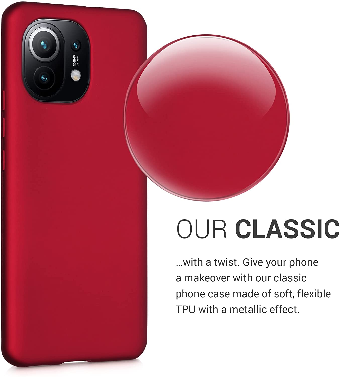 KW Xiaomi Mi 11 Θήκη Σιλικόνης TPU - Metallic Dark Red - 54189.36