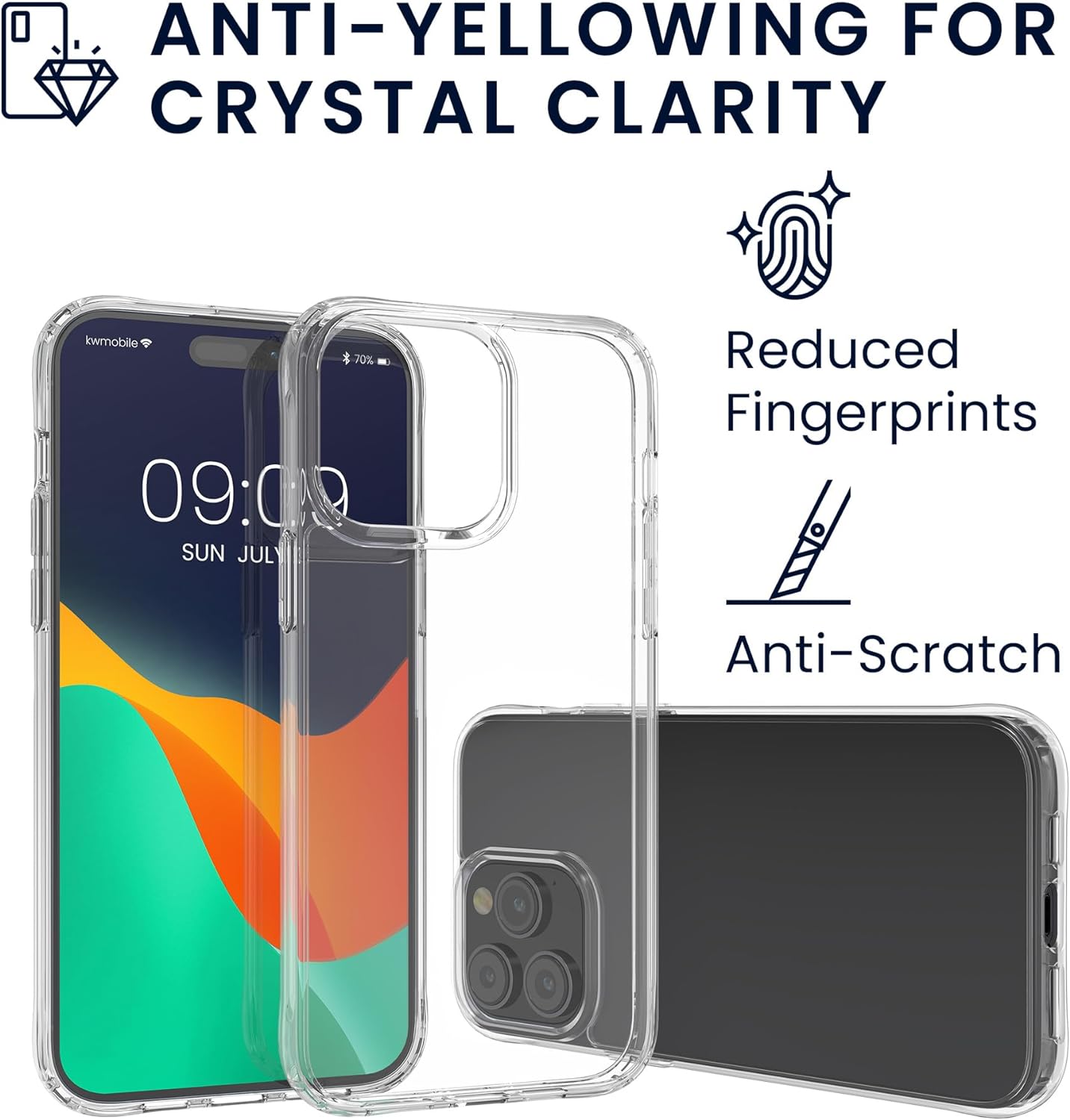 KW iPhone 15 Σετ με 1 Θήκη, 2 Αντιχαρακτικά Γυαλιά Οθόνης και 2 Αντιχαρακτικά Γυαλιά για την Κάμερα - Διάφανα - 62025.03