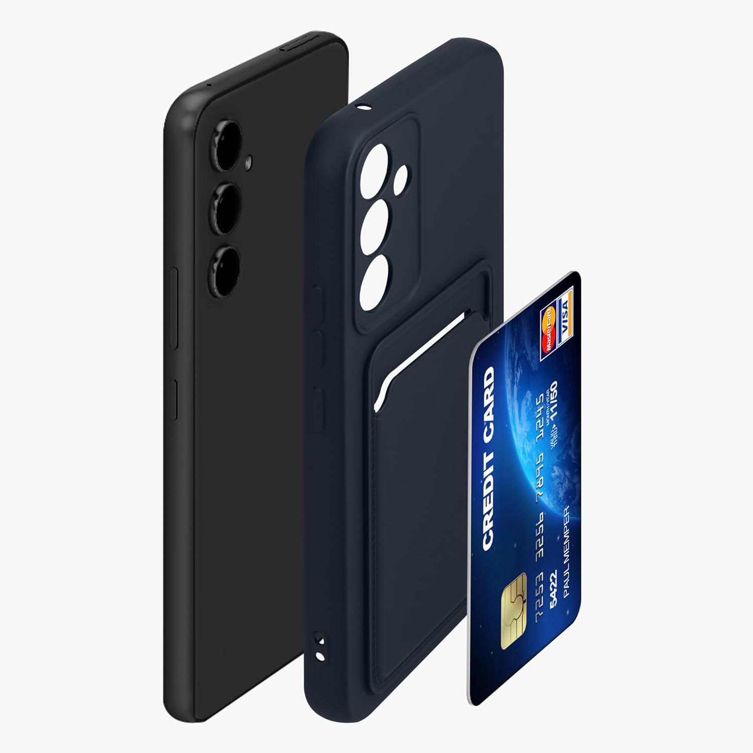 KW Samsung Galaxy A54 5G Θήκη Σιλικόνης TPU με Υποδοχή για Κάρτα - Dark Blue