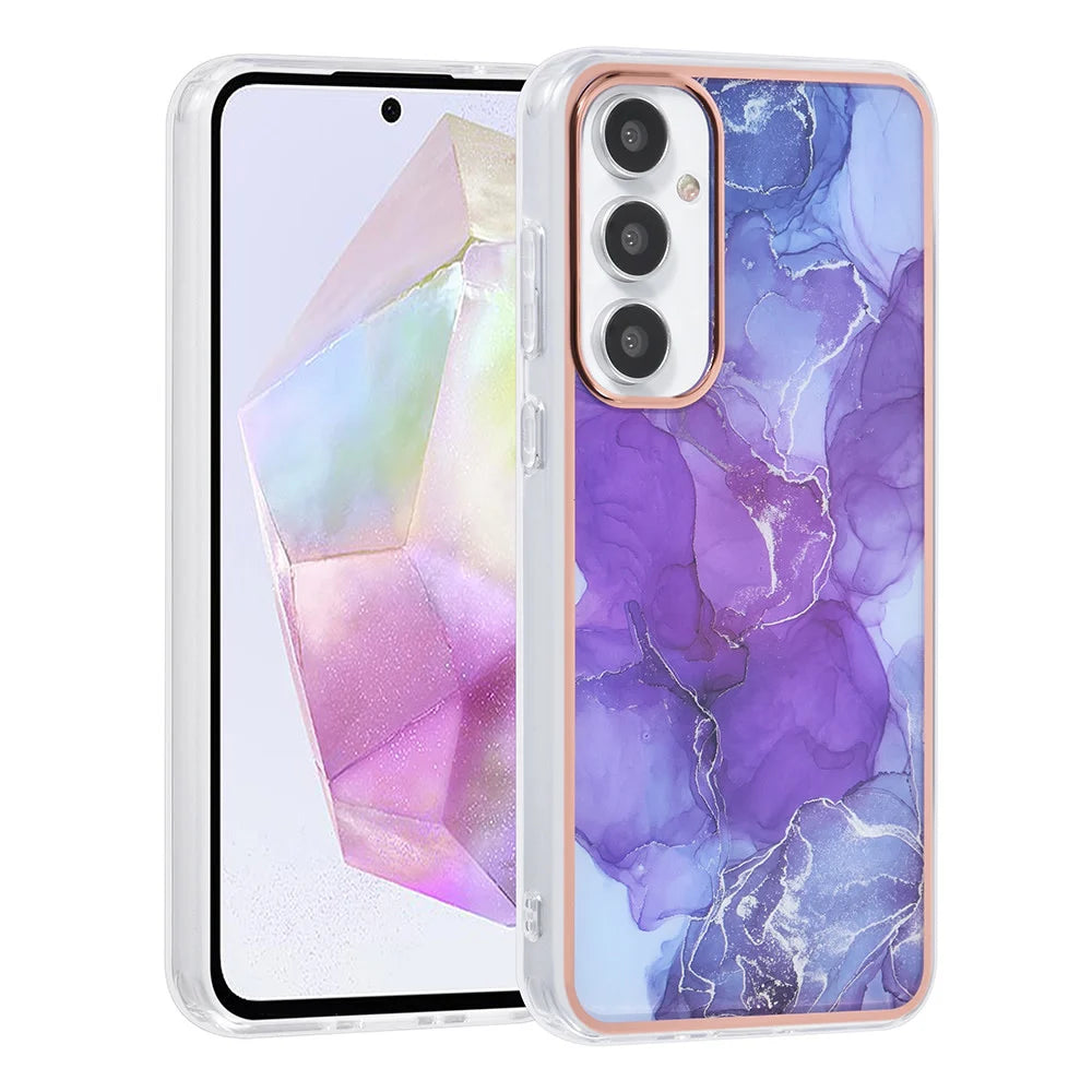 Tuniq Samsung Galaxy A35 5G - Σκληρή Θήκη με Πλαίσιο Σιλικόνης - Σχέδιο Μάρμαρο - Μοβ