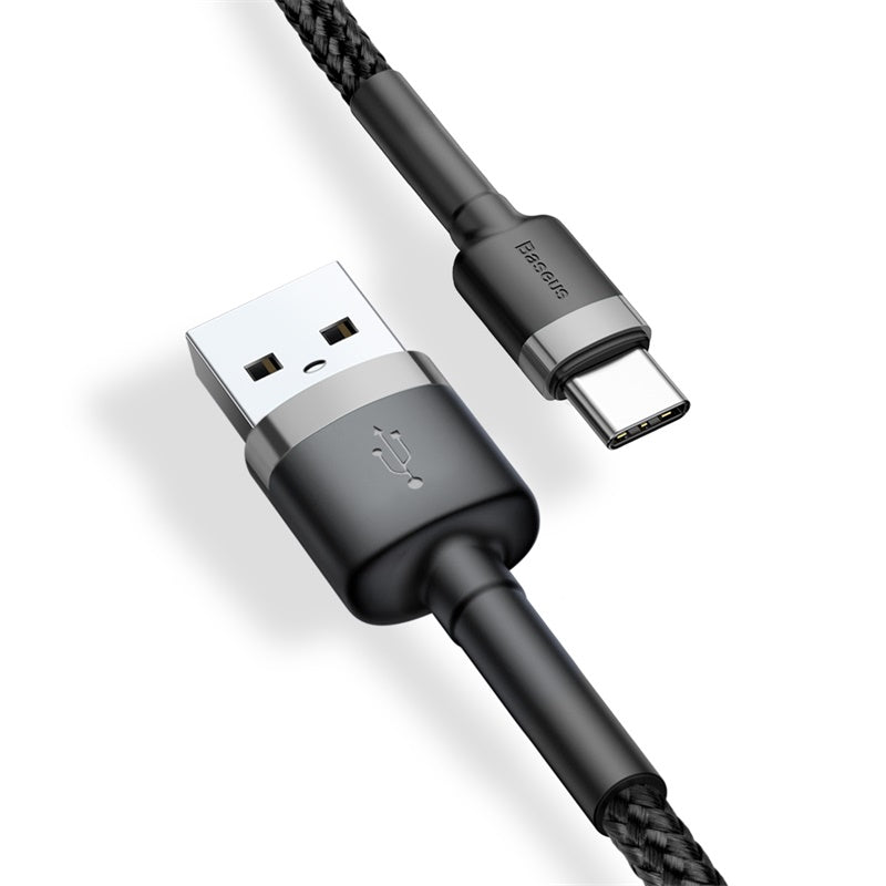 Baseus Cafule Cable Type-C 3A - Καλώδιο Γρήγορης Φόρτισης Type-C 1M - Black / Grey - CATKLF-BG1
