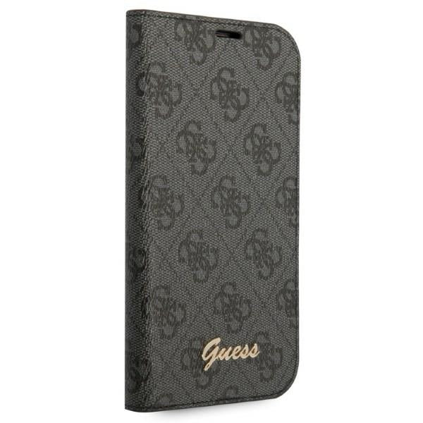 Guess iPhone 14 Plus 4G Vintage Gold Logo Θήκη Βιβλίο από Συνθετικό Δέρμα - Black - GUBKP14MHG4SHK