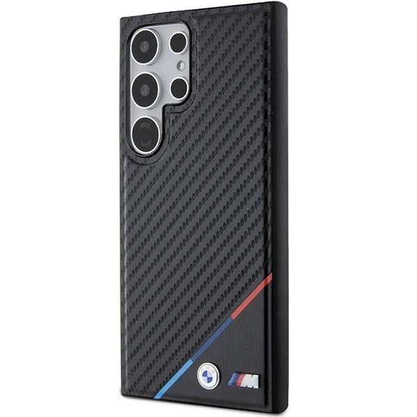 BMW Samsung Galaxy S24 Ultra Carbon Tricolor Line MagSafe Σκληρή Θήκη με Πλαίσιο Σιλικόνης - Black