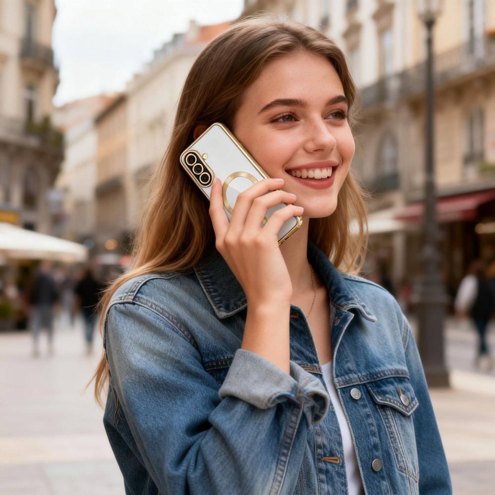 Tech - Protect Samsung Galaxy A37 5G - Θήκη Σιλικόνης TPU με MagSafe - MagFlex - Clear / Shiny Gold