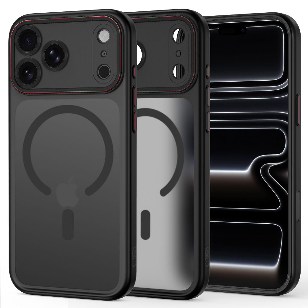 Tech-Protect iPhone 18 Pro / iPhone 17 Pro - Σκληρή Θήκη με Πλαίσιο Σιλικόνης MagSafe - MagCam - Matte Black / Red