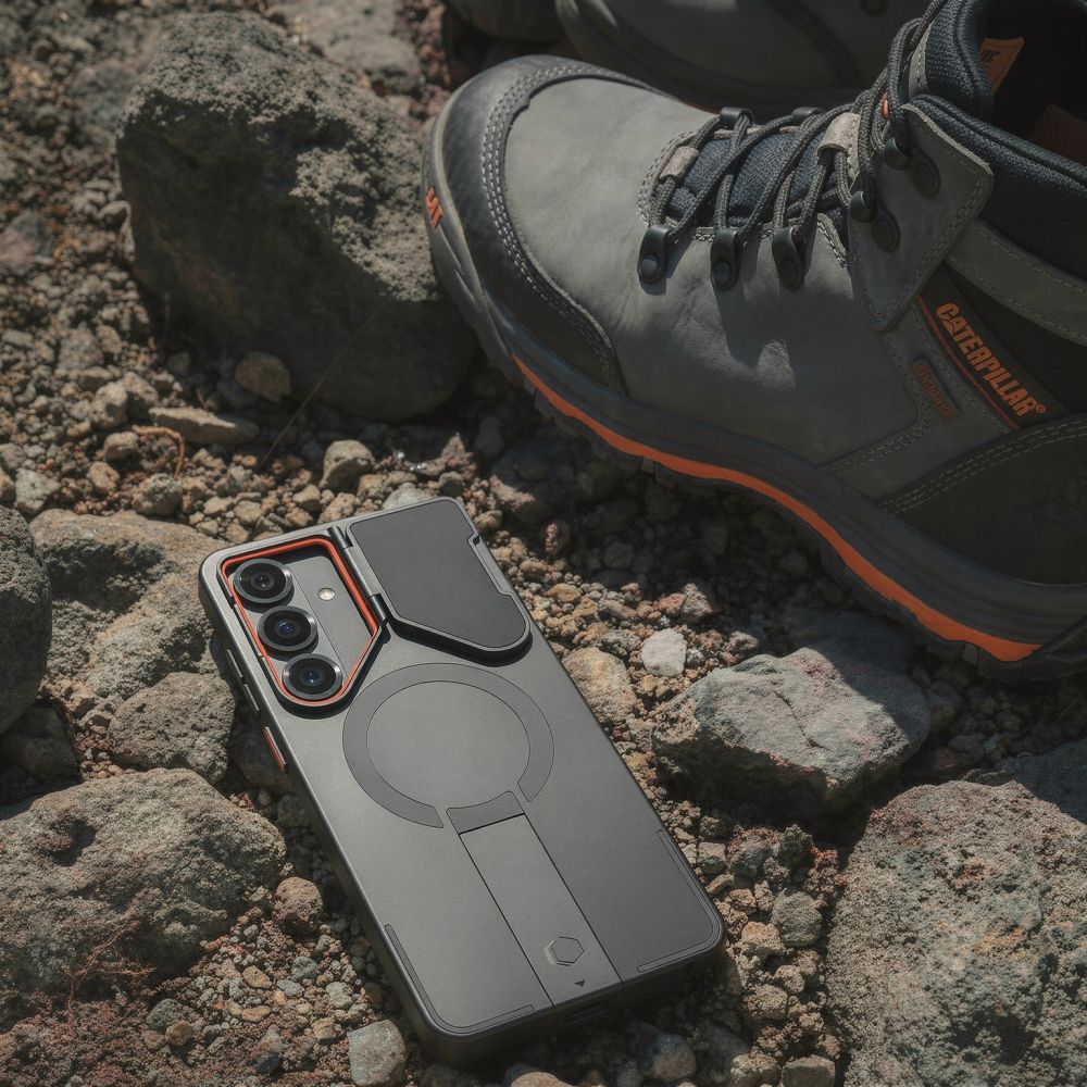 Tech - Protect Samsung Galaxy S26 - Σκληρή Θήκη με Ανοιγόμενο Κάλυμμα Κάμερας και Stand Kevlar - Aura MagSafe - Black / Orange