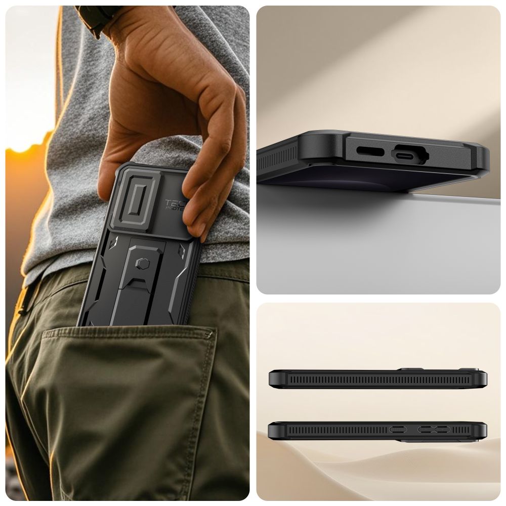 Tech - Protect Samsung Galaxy S26 - Θήκη 360 Full Body με Προστασία για την Οθόνη και την Κάμερα και Stand - Kevlar Cam+ 2 - Set - Black