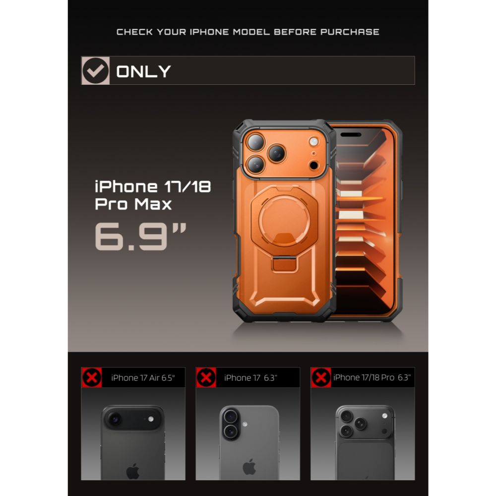 Supcase iPhone 18 Pro Max / iPhone 17 Pro Max - Σκληρή Θήκη με Προστασία Οθόνης και MagSafe / Stand - Grip Pro Mag - Coral