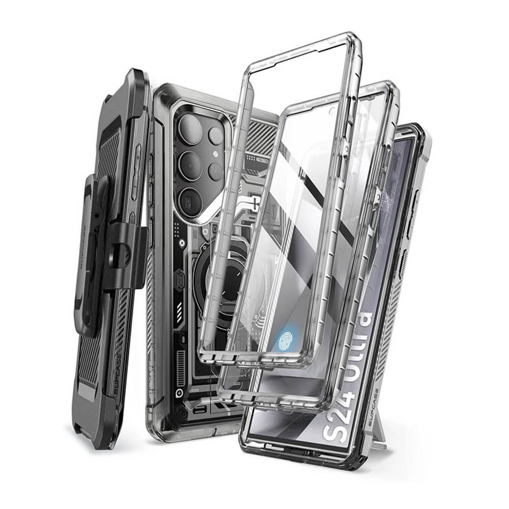 Supcase Samsung Galaxy S24 Ultra Unicorn Beetle Pro 2 Σκληρή Θήκη με Προστασία Οθόνης και Stand - Frost Black