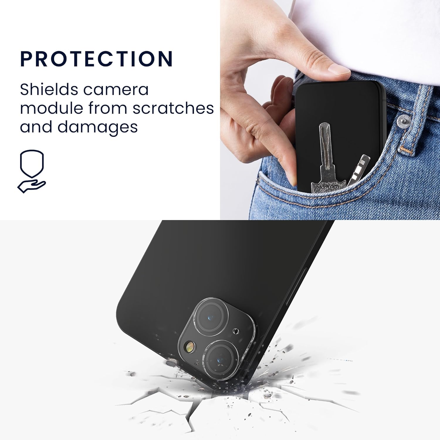 KW iPhone 15 Real Glass Αντιχαρακτικό Γυαλί για την Κάμερα - 2 Τεμάχια - Διάφανα - 61999.1