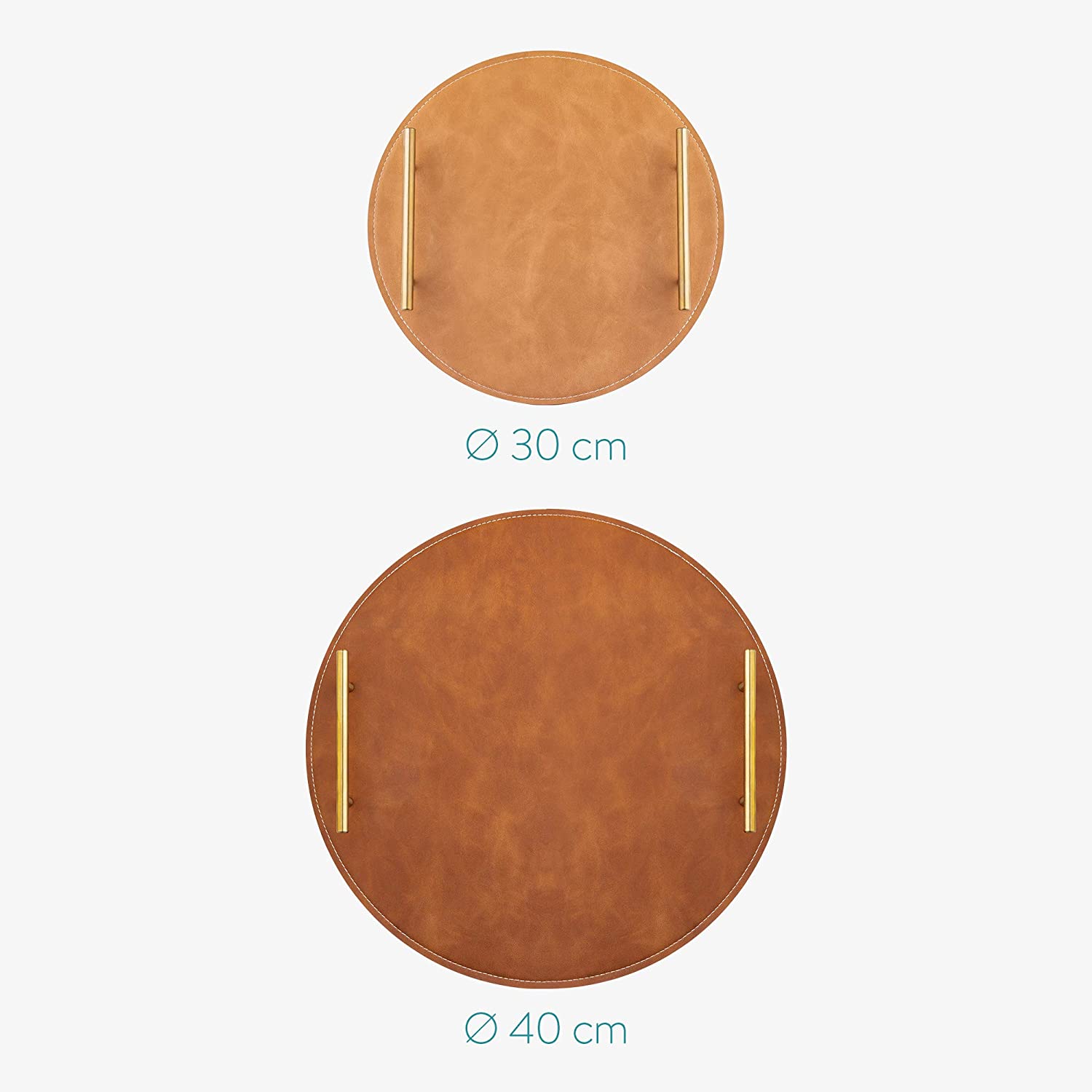 Navaris Σετ με 2 Δίσκους Σερβιρίσματος από Συνθετικό Δέρμα - Brown - 53514.02.05