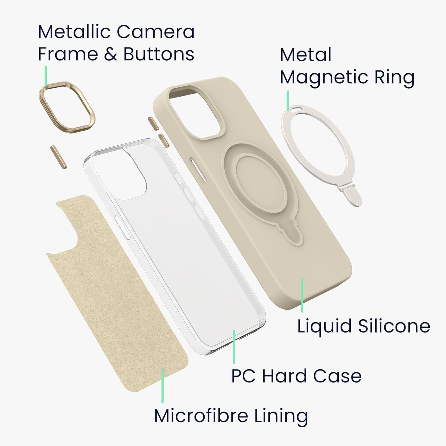 Kalibri iPhone 15 Pro Θήκη Σιλικόνης με MagSafe / Stand - Moon Glow