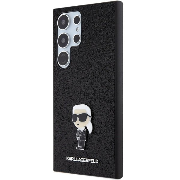 Karl Lagerfeld Samsung Galaxy S24 Ultra - Fixed Glitter Ikonik Logo Metal Pin - Σκληρή Θήκη με Πλαίσιο Σιλικόνης - Black - KLHCS24LGKNPSK