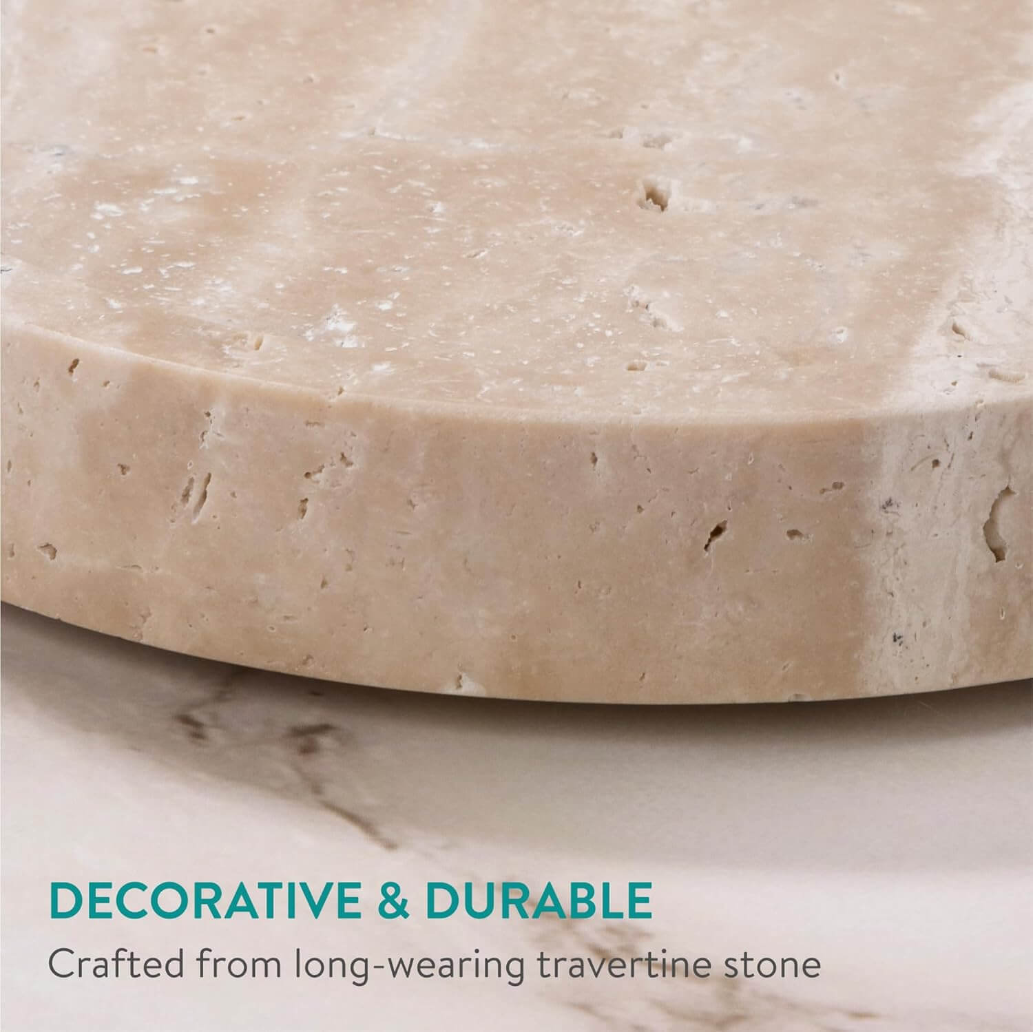 Navaris Οβάλ Διακοσμητικός Δίσκος από Φυσική Πέτρα Τραβερτίνη - 20 x 12 x 2 cm - Beige Natural