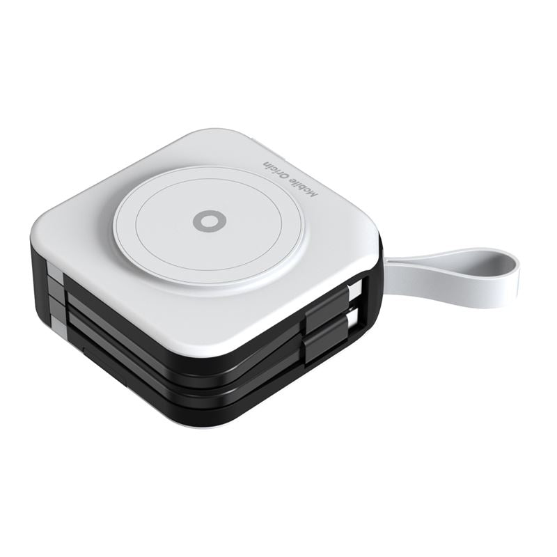 Mobile Origin Powerbank 10000mAh & Φορτιστής Ταξιδίου 15W με Ενσωματωμένα Καλώδια Lightning και Type-C - White