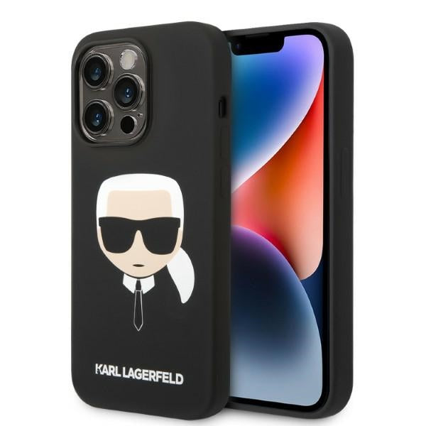Karl Lagerfeld iPhone 14 Pro Max Silicone Karl's Head MagSafe Θήκη Σιλικόνης με MagSafe - Black - KLHMP14XSLKHBK