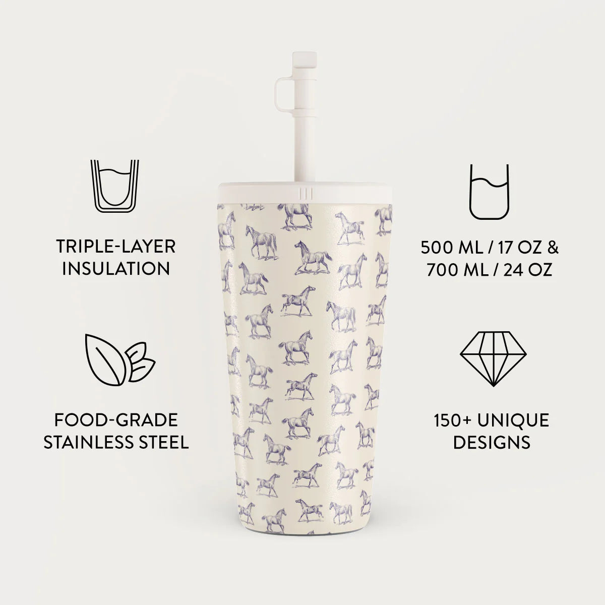 Burga Κούπα θερμός από Ανοξείδωτο Ατσάλι με καλαμάκι - 500ml - Derby Race