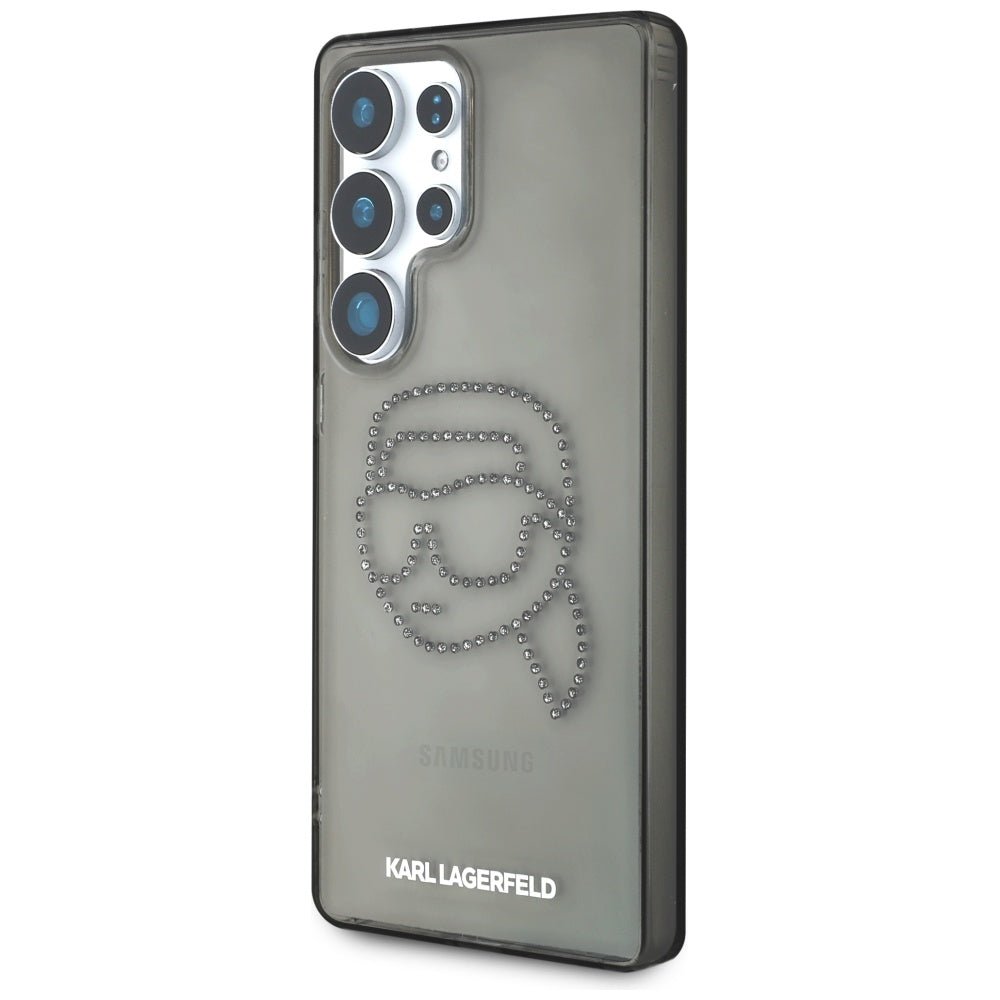 Karl Lagerfeld Samsung Galaxy S25 Ultra - Rhinestones Karl Head Logo - Σκληρή Θήκη με Πλαίσιο Σιλικόνης - Black - KLHCS25LHKHDCELK