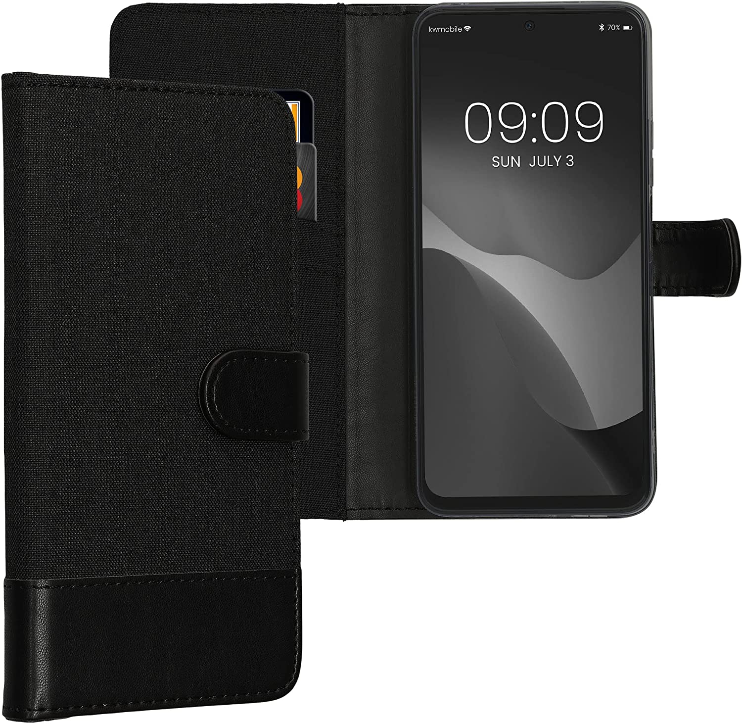 KW Xiaomi Redmi Note 12 4G Θήκη Πορτοφόλι Stand Canvas - Anthracite / Black - 61171.73