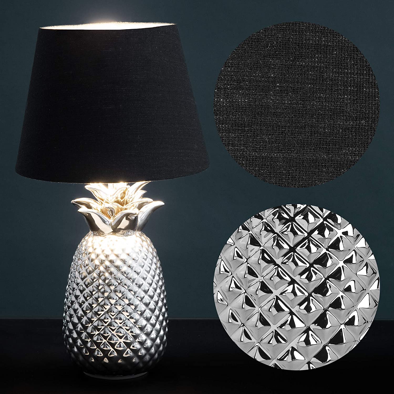 Navaris Desk Lamp Επιτραπέζιο Φωτιστικό - Ανανάς - 40cm - Silver / Black - 49151.67.01