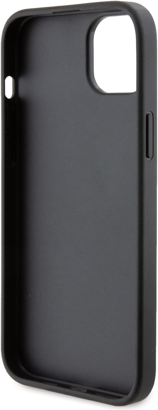 Guess iPhone 15 Plus 4G Strass Metal Logo Θήκη με Επένδυση Συνθετικού Δέρματος - Black - GUHCP15MPS4DGPK