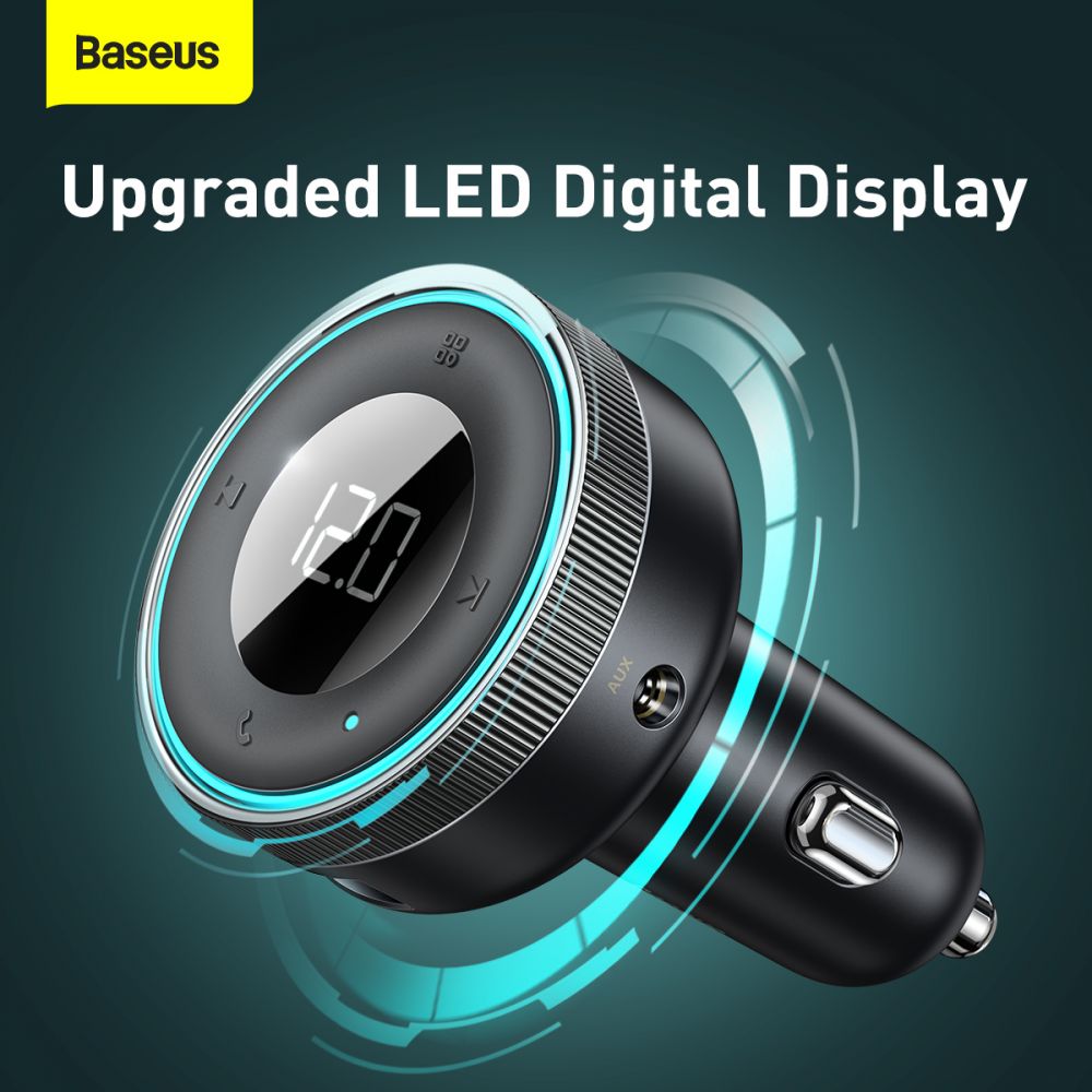 Baseus CCLH-01 Car Charger and FM Transmitter 2xUSB QC3.0 για Αναπαραγωγή Μουσικής / Φόρτιση Κινητών στο Αυτοκίνητο - Black