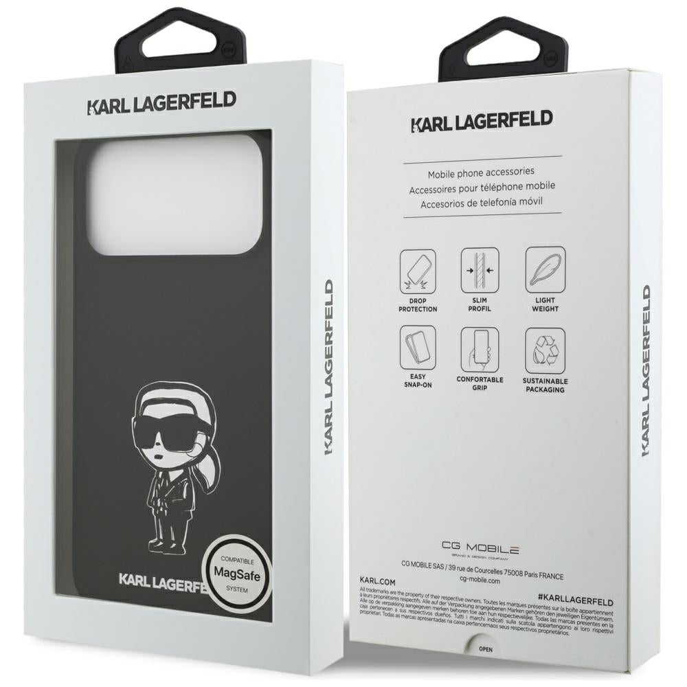 Karl Lagerfeld iPhone 17 Pro Max - Silicone Karl Sketch and Logo MagSafe - Σκληρή Θήκη με Πλαίσιο Σιλικόνης - Black - KLHMP17XSKIGROK