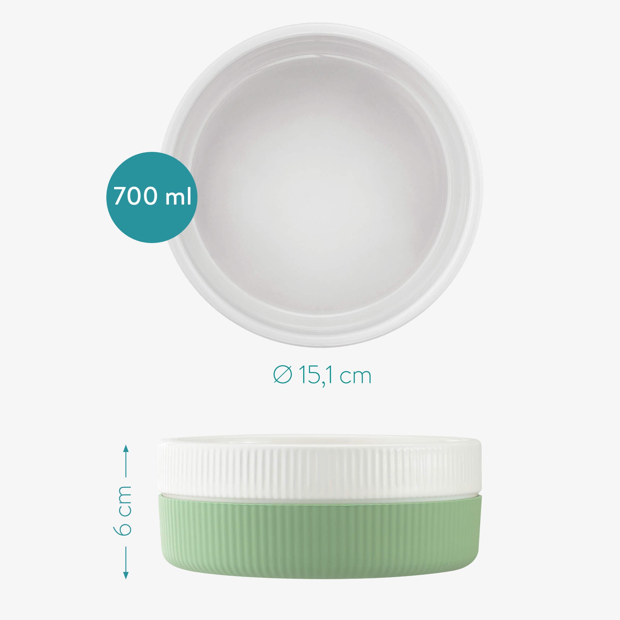 Navaris Σετ με 2 Κεραμικά Μπολ για Κατοικίδια 700ml - Green - 53411.08