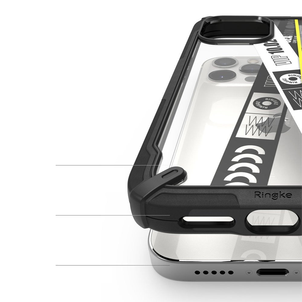 Ringke iPhone 12 / iPhone 12 Pro Fusion X Σκληρή Θήκη με Πλαίσιο Σιλικόνης - Design Ticket Band - Black - Διάφανη