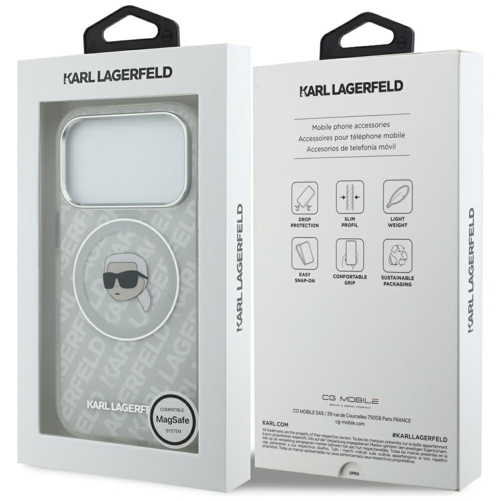 Karl Lagerfeld iPhone 17 Pro Max - IML Karl Head Logo MagSafe - Σκληρή Θήκη με Πλαίσιο Σιλικόνης - Grey - KLHMP17XHMKBKHOG