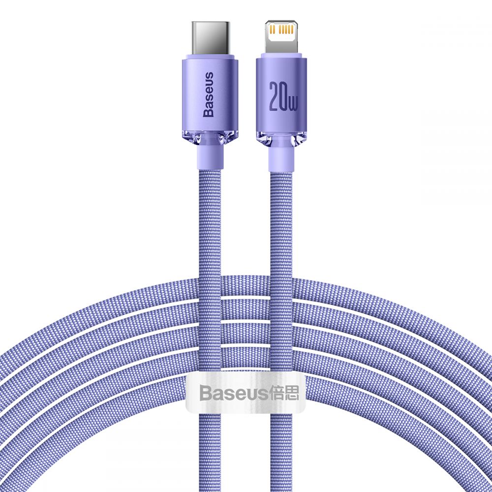 Baseus Crystal Shine Cable Type-C to Lightning PD 20W - Καλώδιο Δεδομένων και Γρήγορης Φόρτισης Type-C to Lightning 2M - Purple - CAJY000305