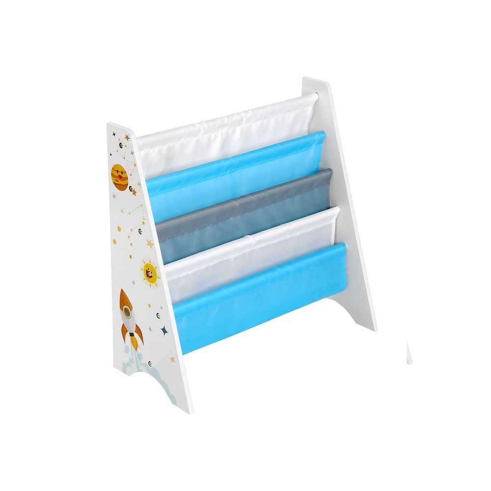 Songmics Παιδική Ραφιέρα για Βιβλία - 62.5 x 28 x 60 cm - Space-Saving Design - White / Blue / Grey - GKR72WT
