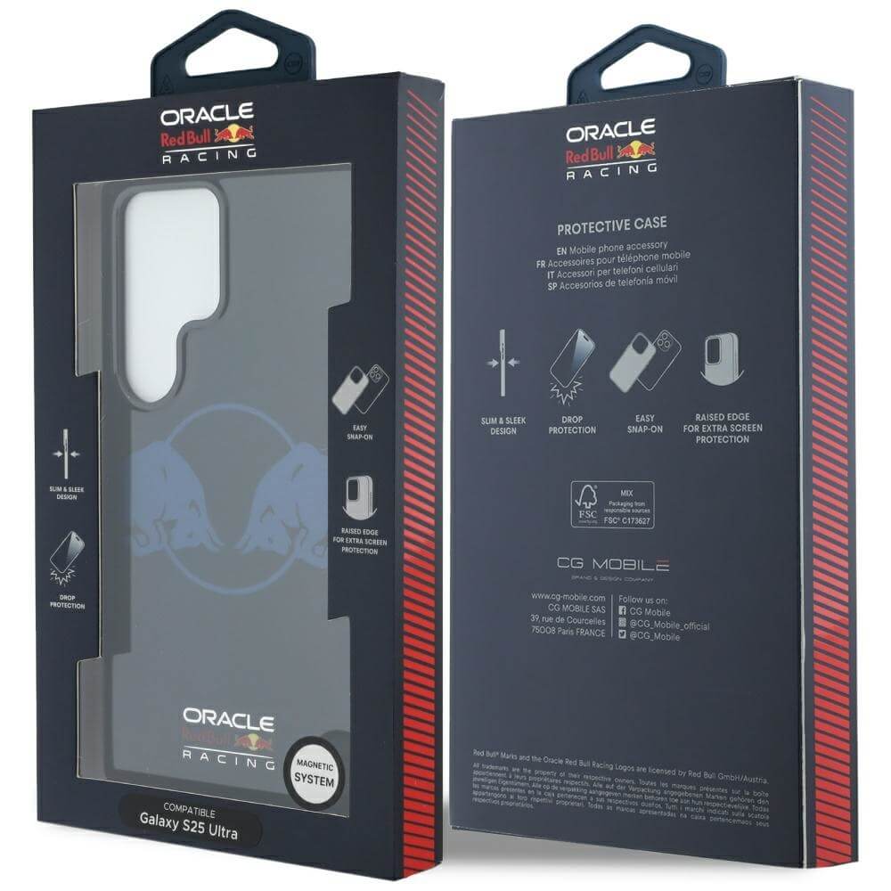 Red Bull Samsung Galaxy S25 Ultra - Two Bulls Logo - MagSafe Σκληρή Θήκη με Πλαίσιο Σιλικόνης - Navy - RBHMS25L24HIDBV