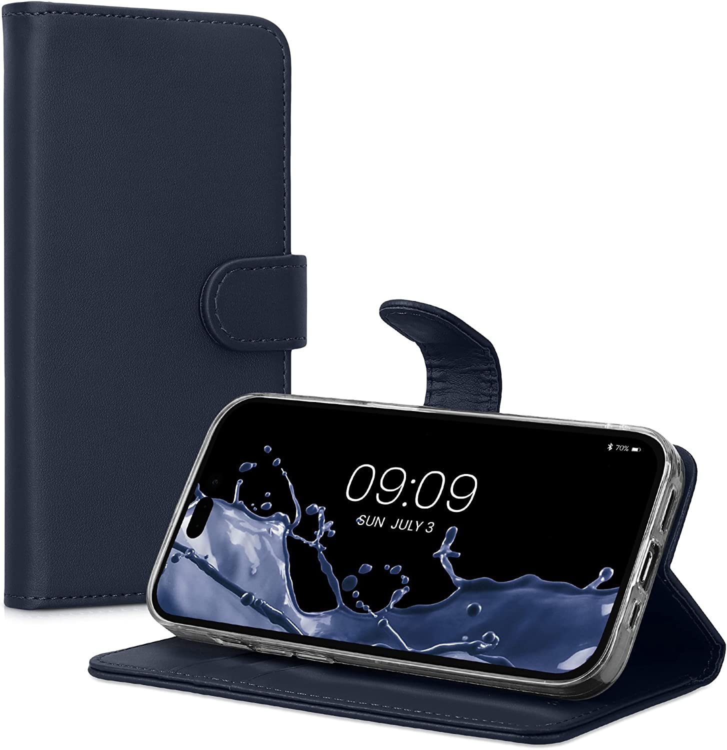 KW iPhone 14 Pro Θήκη Πορτοφόλι Stand - Dark Blue - 59214.17