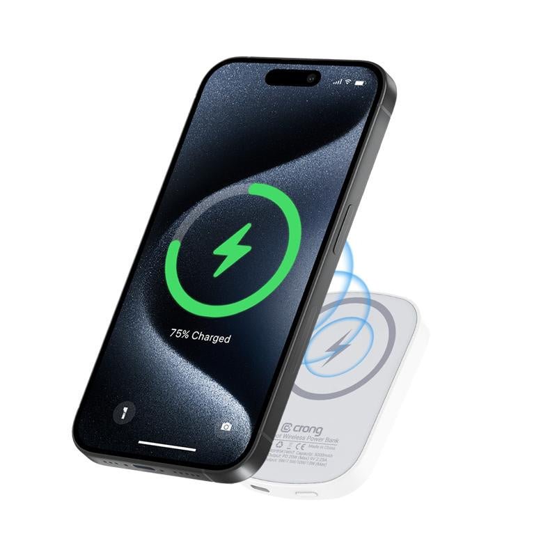 Crong MagSpot Ασύρματο MagSafe PowerBank 5000mAh 20W με Καλώδιο Type - C - White