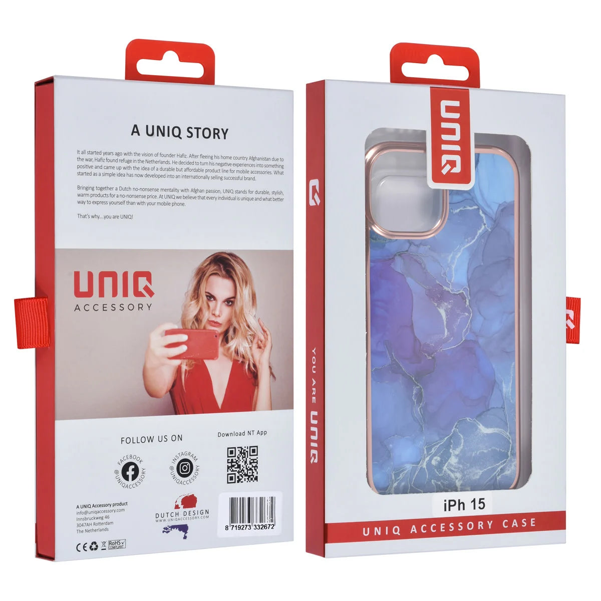 Tuniq iPhone 15 - Σκληρή Θήκη με Πλαίσιο Σιλικόνης - Σχέδιο Μάρμαρο - Μοβ