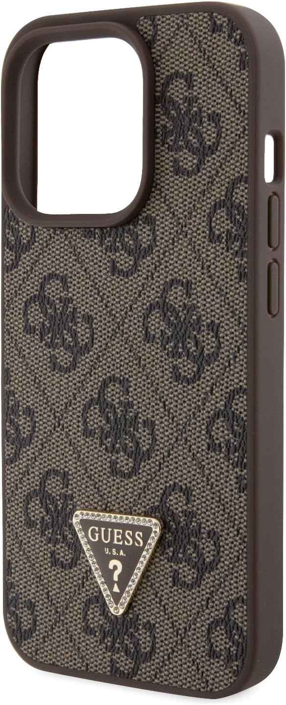 Guess iPhone 15 Pro - Crossbody 4G Metal Logo Θήκη με Επένδυση Συνθετικού Δέρματος και Λουράκι - Brown - GUHCP15LP4TDSCPW