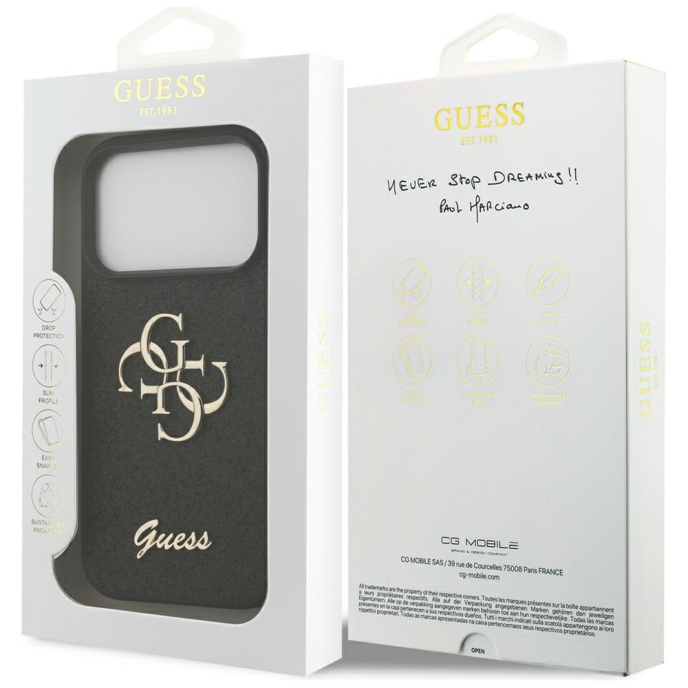 Guess iPhone 17 Pro - Fixed Glitter Big 4G - Σκληρή Θήκη με Πλαίσιο Σιλικόνης - Black - GUHCP17LHG4SGK