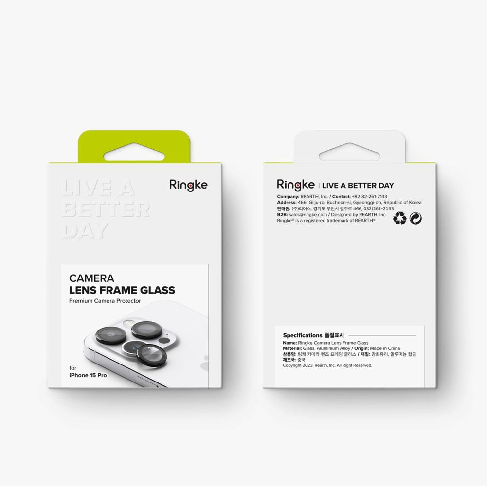 Ringke iPhone 15 Pro Lens Frame Glass Αντιχαρακτικό Γυαλί για την Κάμερα - Black