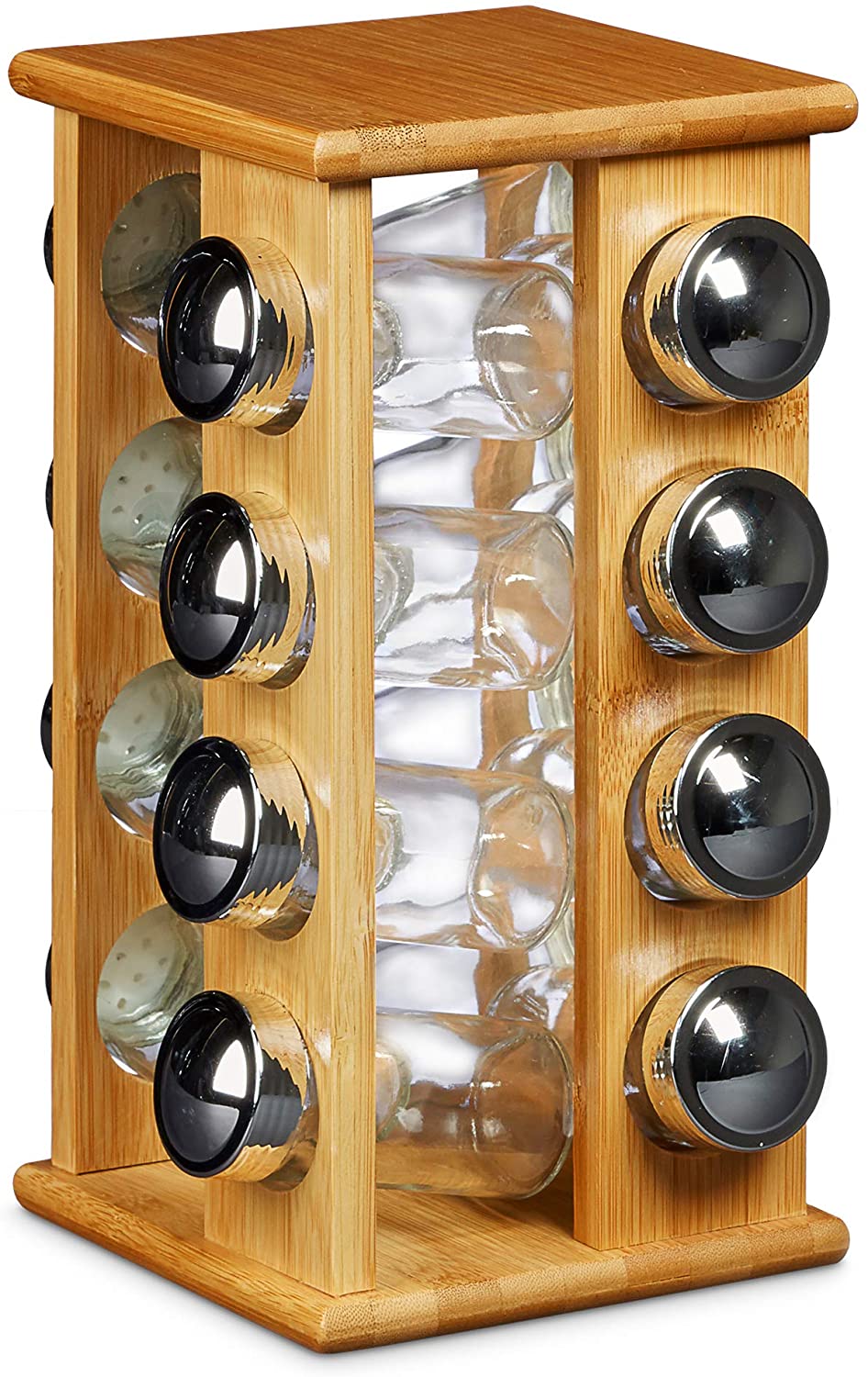 Relaxdays Καρουζέλ Μπαχαρικών από Μπαμπού με 16 Δοχεία - Natural - 4052025203177