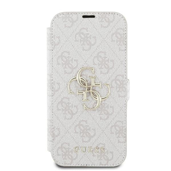 Guess iPhone 16 - 4G Metal Logo Θήκη Πορτοφόλι με Επένδυση Συνθετικού Δέρματος - Pink - GUBKP16S4GMGPI