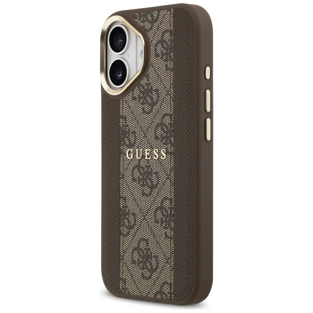 Guess iPhone 17 - 4G Stripe MagSafe - Θήκη με Επένδυση Συνθετικού Δέρματος - Brown - GUHMP17SPG4SEMCW