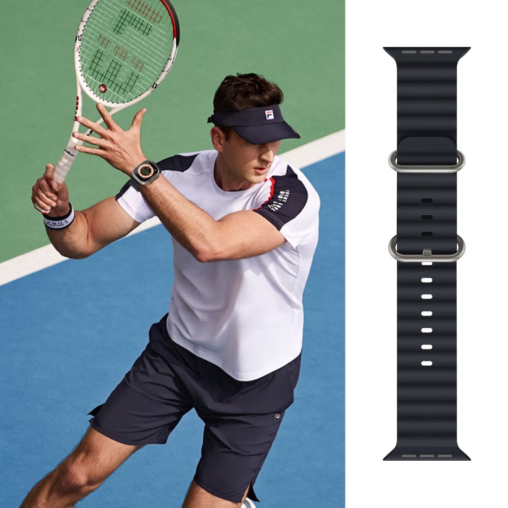 Tech-Protect Λουράκι Apple Watch 8/9/10/11 - SE (1/2/3) - Ultra (1/2/3) – 44/45/46/49mm IconBand Pro Λαστιχένιο - Black