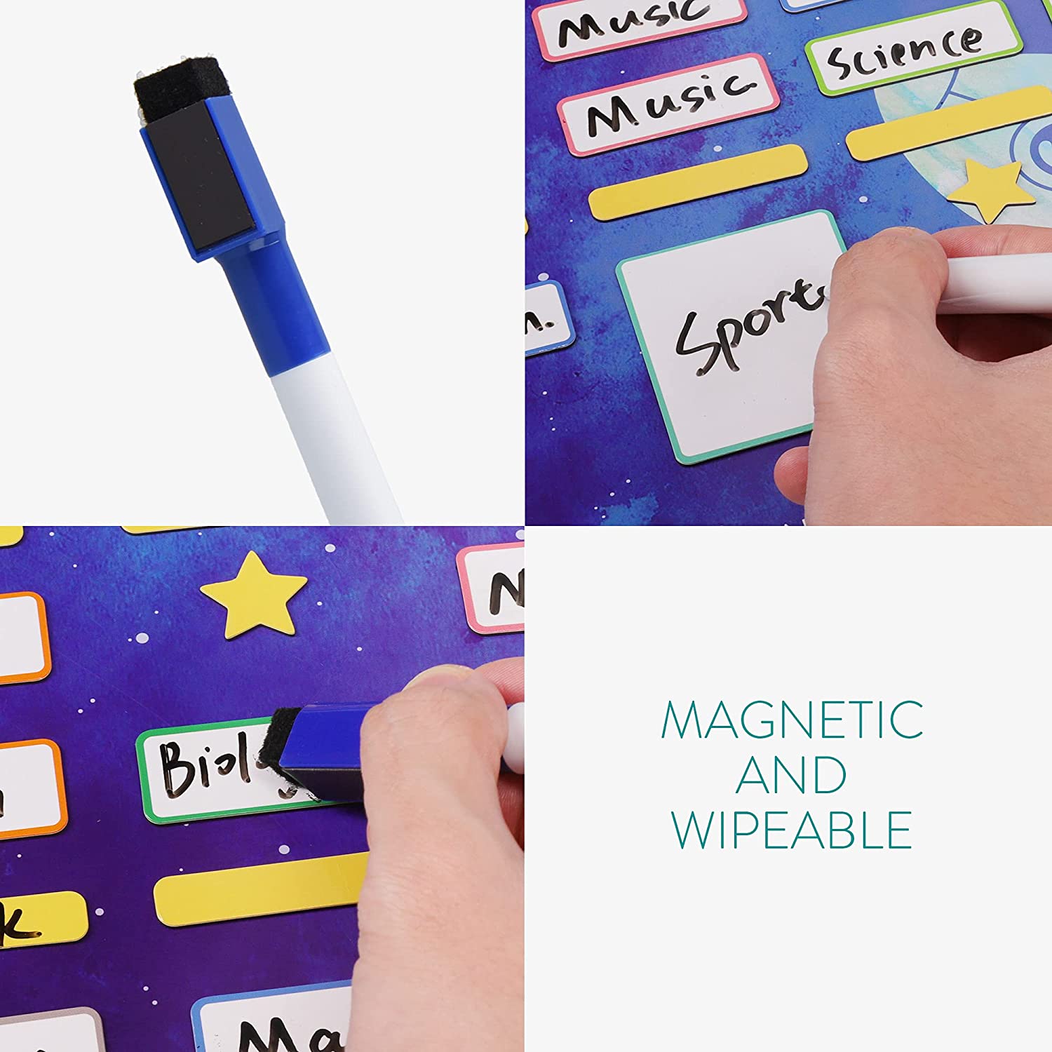 Navaris Μαγνητικός Πίνακας Εβδομαδιαίου Προγράμματος για Παιδιά - 40 x 32 cm - Blue - 50237.02