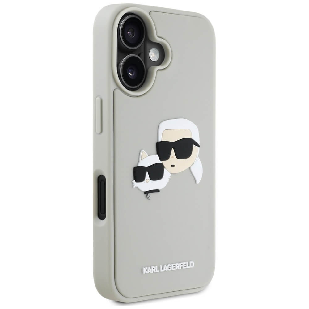 Karl Lagerfeld iPhone 16 - HC 3D Rubber Double Heads - Σκληρή Θήκη με Πλαίσιο Σιλικόνης - Beige - KLHCP16SRBCKCHLE